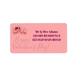 MODERNE HART ROZE VALENTIJN DAG  ETIKET