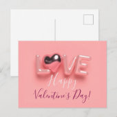 MODERNE HART ROZE VALENTIJN DAG FEESTDAGENKAART (Voorkant / Achterkant)