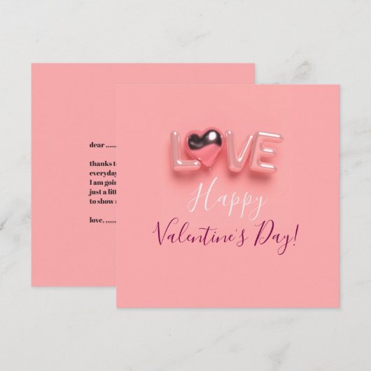 MODERNE HART ROZE VALENTIJN DAG FEESTDAGENKAART (Voorkant / Achterkant)