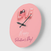 MODERNE HART ROZE VALENTIJN DAG  GROTE KLOK (Hoek)