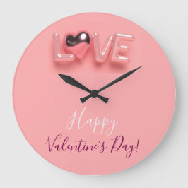 MODERNE HART ROZE VALENTIJN DAG  GROTE KLOK