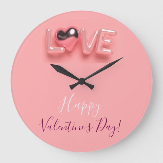 MODERNE HART ROZE VALENTIJN DAG  GROTE KLOK (Voorkant)