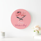 MODERNE HART ROZE VALENTIJN DAG  GROTE KLOK (Huis)