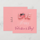 MODERNE HART ROZE VALENTIJN DAG KAART (Voorkant / Achterkant)
