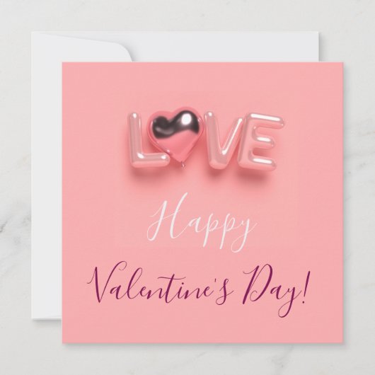 MODERNE HART ROZE VALENTIJN DAG KAART (Voorkant)