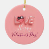 MODERNE HART ROZE VALENTIJN DAG  KERAMISCH ORNAMENT (Voorkant)