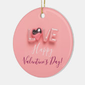 MODERNE HART ROZE VALENTIJN DAG  KERAMISCH ORNAMENT (Links)