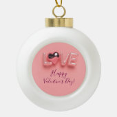MODERNE HART ROZE VALENTIJN DAG KERAMISCHE BAL ORNAMENT (Voorkant)