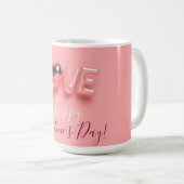 MODERNE HART ROZE VALENTIJN DAG  KOFFIEMOK (Voorkant rechts)