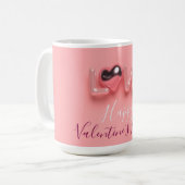 MODERNE HART ROZE VALENTIJN DAG  KOFFIEMOK (Voorkant links)