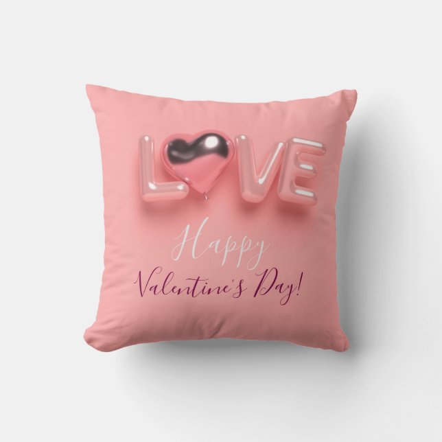 MODERNE HART ROZE VALENTIJN DAG  KUSSEN (Voorkant)