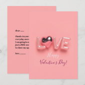 MODERNE HART ROZE VALENTIJN DAG  NOTITIEKAARTJE (Voorkant / Achterkant)