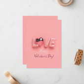 MODERNE HART ROZE VALENTIJN DAG  NOTITIEKAARTJE (Voorkant / Achterkant in situ)