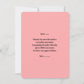 MODERNE HART ROZE VALENTIJN DAG NOTITIEKAARTJE (Achterkant)
