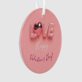 MODERNE HART ROZE VALENTIJN DAG  ORNAMENT (voorkant)