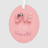 MODERNE HART ROZE VALENTIJN DAG  ORNAMENT (voorkant)