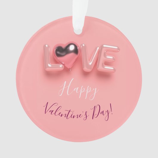 MODERNE HART ROZE VALENTIJN DAG  ORNAMENT (voorkant)