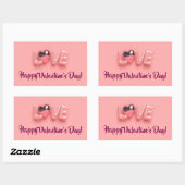 MODERNE HART ROZE VALENTIJN DAG  RECHTHOEKIGE STICKER (Vel)