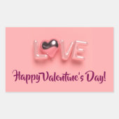 MODERNE HART ROZE VALENTIJN DAG  RECHTHOEKIGE STICKER (Voorkant)