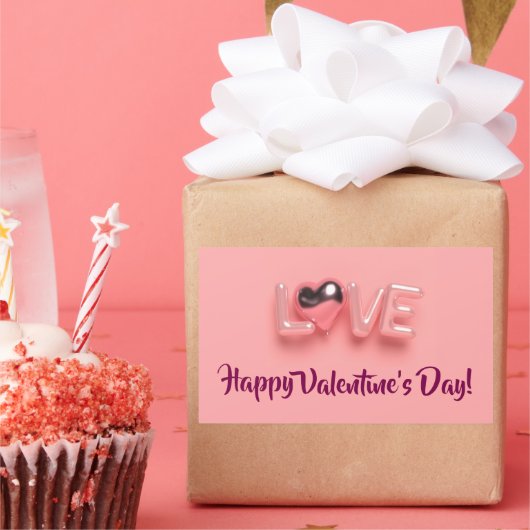 MODERNE HART ROZE VALENTIJN DAG  RECHTHOEKIGE STICKER (Feest)