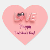 MODERNE HART ROZE VALENTIJN DAG STICKER (Voorkant)