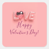 MODERNE HART ROZE VALENTIJN DAG  VIERKANTE STICKER (Voorkant)