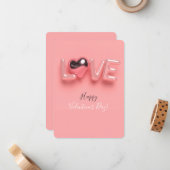  MODERNE HART ROZE VALENTIJN  NOTITIEKAARTJE (Voorkant / Achterkant in situ)