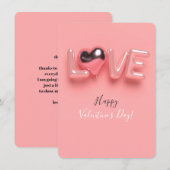  MODERNE HART ROZE VALENTIJN  NOTITIEKAARTJE (Voorkant / Achterkant)