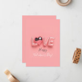 MODERNE HART ROZE VALENTIJN NOTITIEKAARTJE (Voorkant / Achterkant in situ)