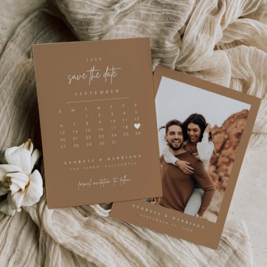 Moderne Hart Save The Date Agenda Fotokaart