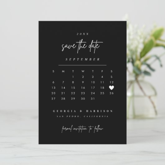 Moderne Hart Save The Date Agenda Fotokaart (Staand voorkant)