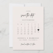 Moderne Hart Save The Date Kalender Fotokaart (Voorkant)