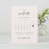 Moderne Hart Save The Date Kalender Fotokaart (Staand voorkant)