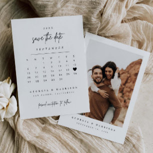 Moderne Hart Save The Date Kalender Fotokaart