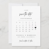 Moderne Hart Save The Date Kalender Fotokaart (Voorkant)