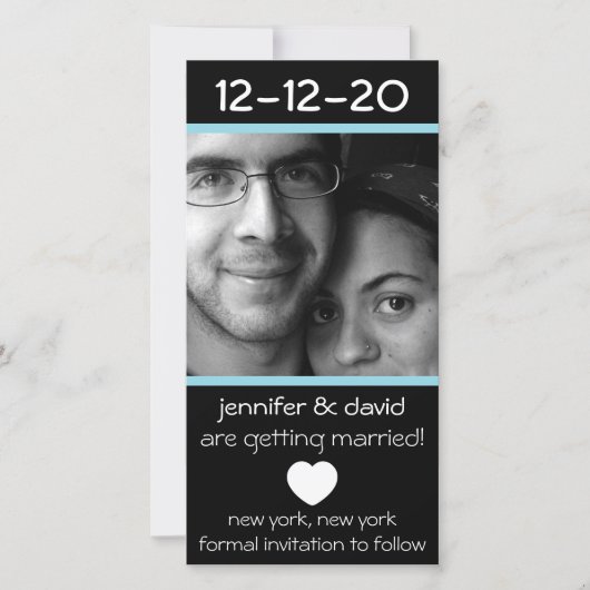 Moderne Hart Save The Dates (Lichtblauw) Date (Voorkant)
