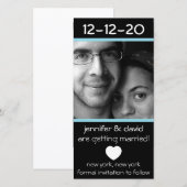Moderne Hart Save The Dates (Lichtblauw) Date (Voorkant / Achterkant)