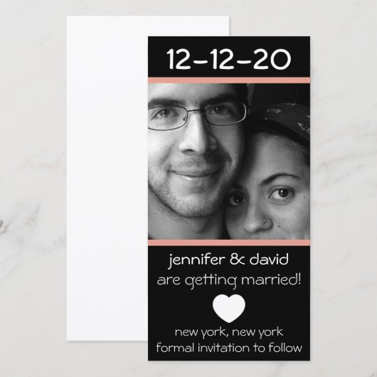 Moderne Hart Save The Dates (Perzik) Date (Voorkant / Achterkant)