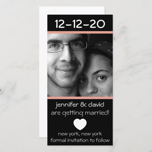 Moderne Hart Save The Dates (Perzik) Save The Date (Voorkant / Achterkant)