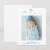 Moderne Hart Script Aangepaste Pasgeboren Baby Fot Bedankkaart (Voorkant / Achterkant)
