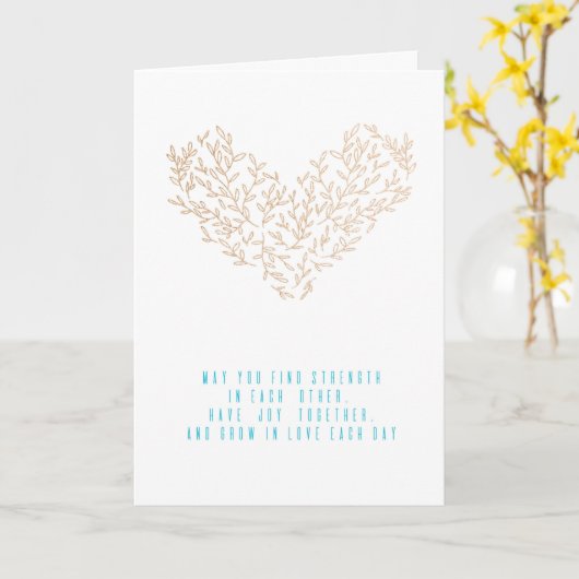 Moderne Hart van Gouden Takken Trouw Felicitaties Kaart (Gele Bloem)