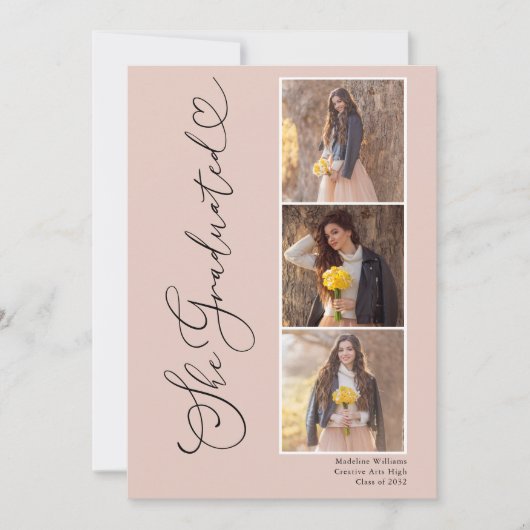 Moderne Hart Vier Foto Afstudeerfeest Kaart (Voorkant)