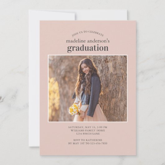 Moderne Hart Vier Foto Afstudeerfeest Kaart (Achterkant)