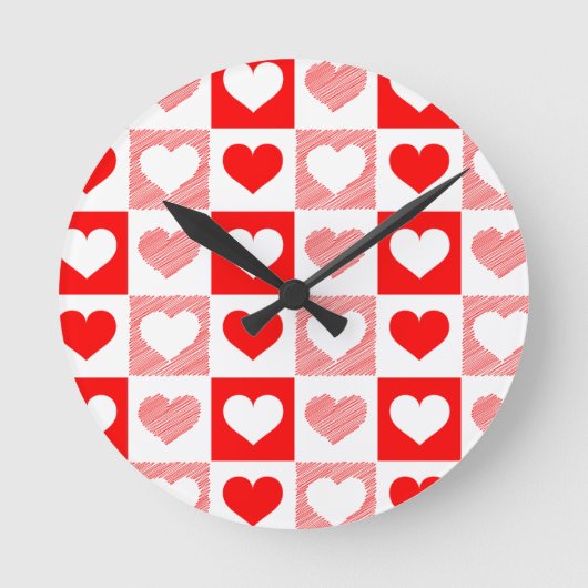 Moderne Hart Vorm Wandklok - Rood en Roze (Voorkant)