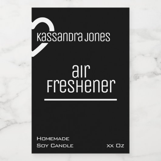 Moderne Hart Vorm Zwart-wit Kaars Schoonheid & Voedselcontainer Etiket (Enkel label)