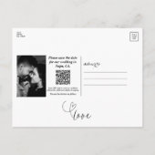 Moderne Hart Zwart & Wit Chic Bewaar de Datum Aankondigingskaart (Achterkant)