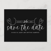 Moderne Hart Zwart & Wit Chic Bewaar de Datum Aankondigingskaart (Voorkant)
