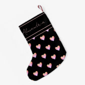 Moderne Hart Zwarte Roze Persoonlijk Kleine Kerstsok (Achterkant (Hangend))