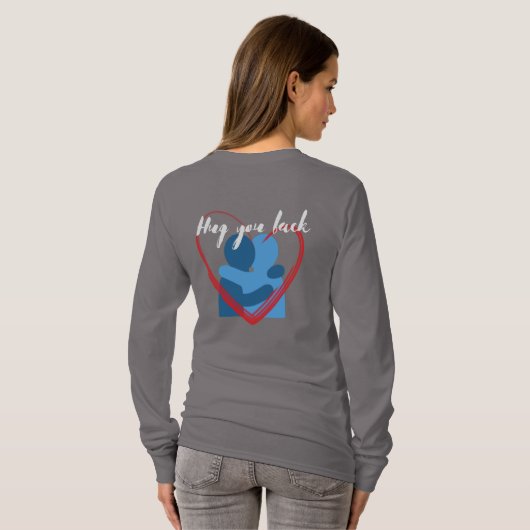 Moderne hartafdruk voor- en achtervrouwen grijs t-shirt (Achterkant volledig)