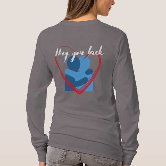 Moderne hartafdruk voor- en achtervrouwen grijs t-shirt (Achterkant)